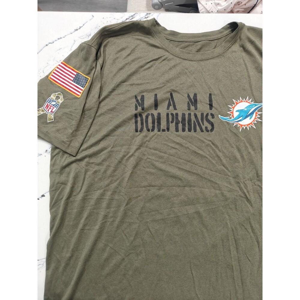 Nike Miami Dolphins Salute to Service Dri-Fit Shirt Mens XXL Olive Green USA